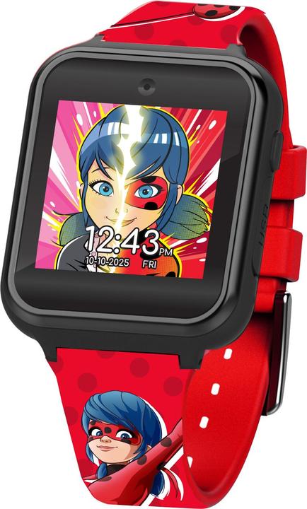 Accutime Kids Smart Watch Miraculous (red): Selfie camera, photo & video, stopwatch, 6 games, 3 Hin (40 mm)