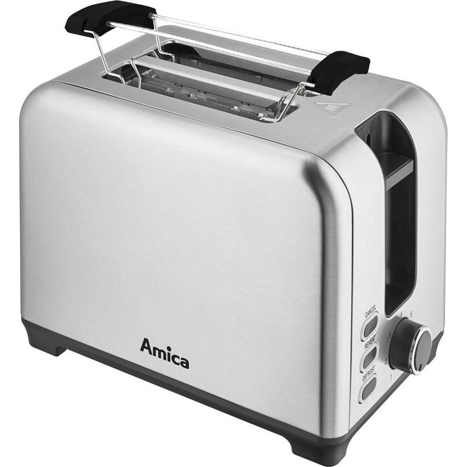 Amica TF3043, Toaster, Schwarz, Silber