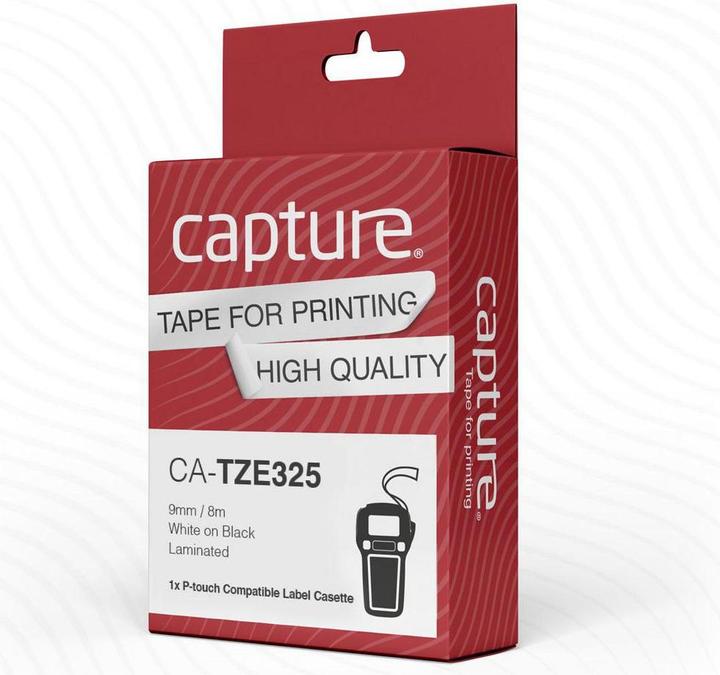Produktbild Capture 9mm x 8m White on Black Tape