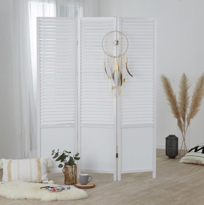 Actual product image Greendeco 3 Partition Wood Partition Spanish Wall Privacy Screen White