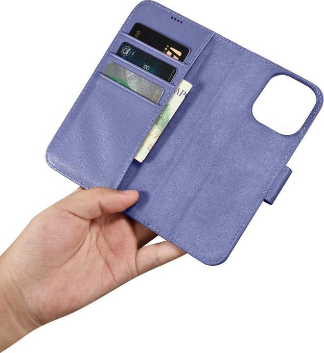 Produktbild iCarer Wallet Case 2 in1 Hülle iPhone 14 Pro max. Leder Flipcover AntiRFID hellviolett (WMI14220728- (Apple iPhone 14 Pro Max)