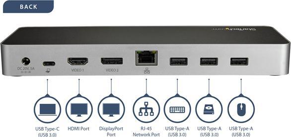 Image du produit StarTech Station d'accueil USB-C Triple Moniteur UHD 4K (USB-C, 4 ports)