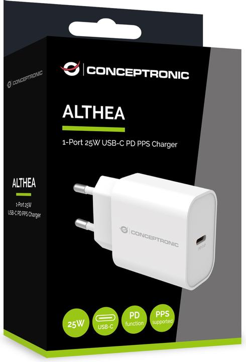 Produktbild Conceptronic Ladegerät 1Port 25W,1xUSB-C PD 3.0A weiss (25 W, 1 Port)