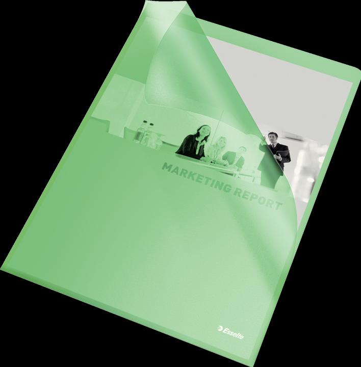 Immagine prodotto Leitz Portadocumenti standard Esselte, DIN A4, PP, verde, 0,12 mm aperto in alto e sui lati, a prova di (A4, 100 x)