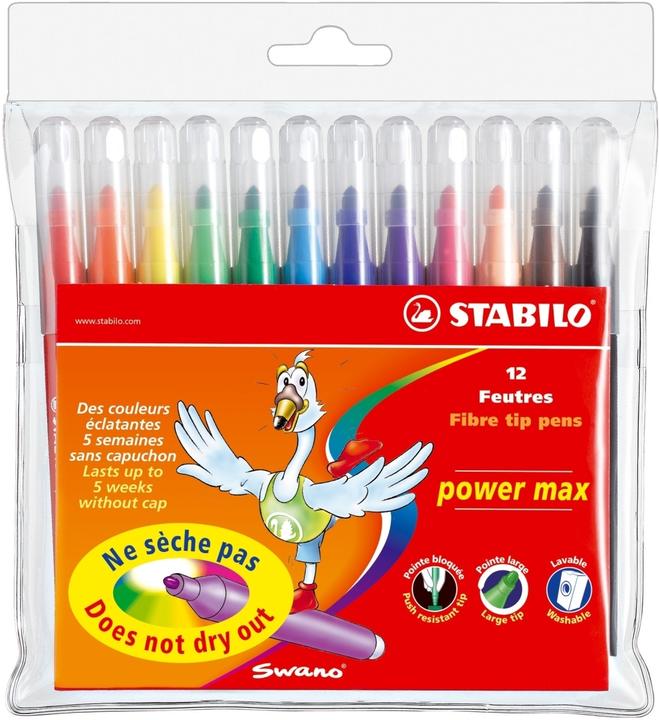 Productafbeelding STABILO power max vezelstiften (Veelkleurig, 12 x)
