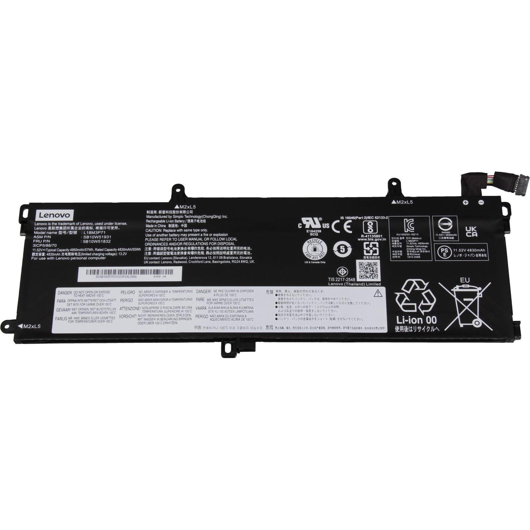 Lenovo L18L3P71 (3 Zellen, 4950 mAh), Notebook Akku