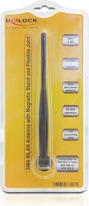 Immagine prodotto Delock Antenna SMA WLAN con supporto magnetico e giunto flessibile 4 dBi (WiFi)