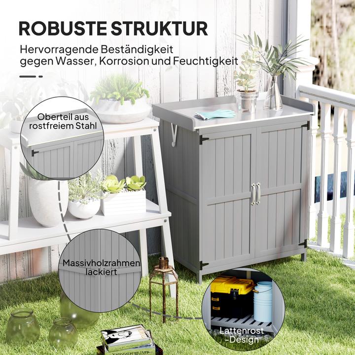 Immagine prodotto Outsunny Gartenschrank Tannenholz, Edelstahl Grau