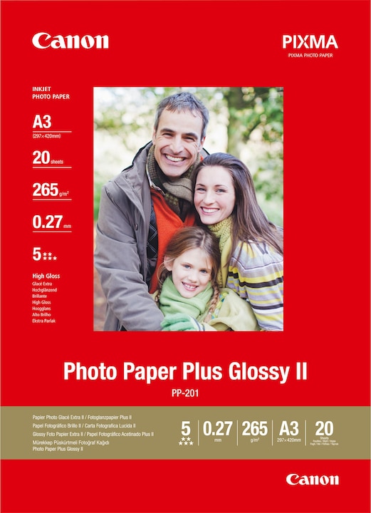 Produktbild Canon PP-201 Plus Glossy II (265 g/m², A3, 20 x)