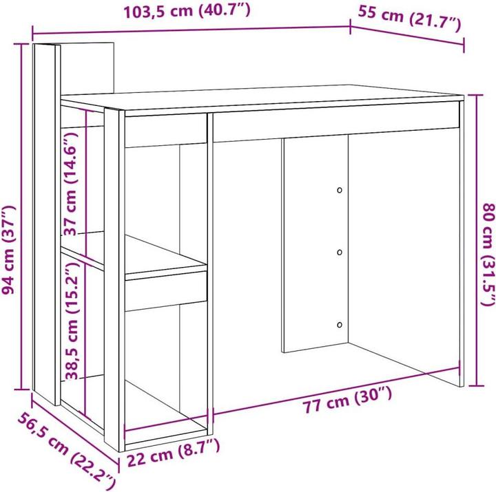 Image du produit vidaXL Schreibtisch (56.50 x 103.50 x 94 cm)