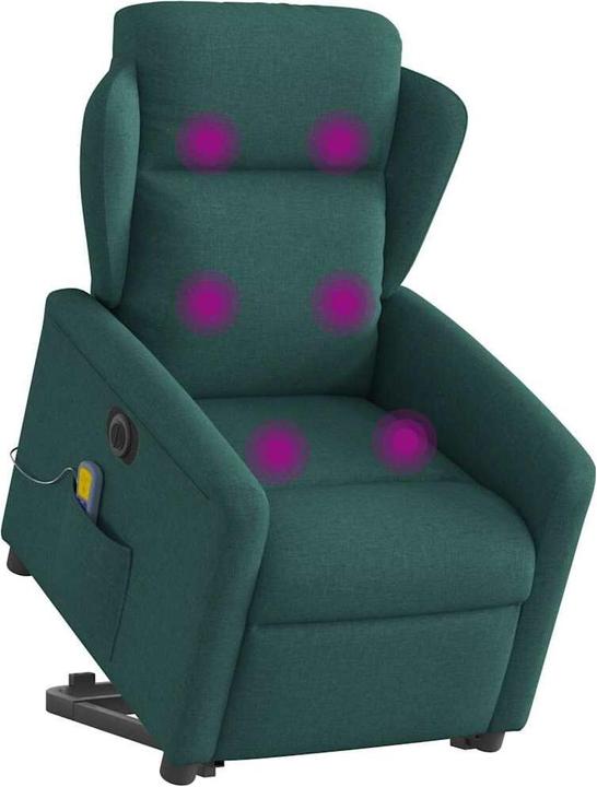 Image du produit vidaXL Fauteuil de massage électrique avec fonction releveur Vert foncé Tissu