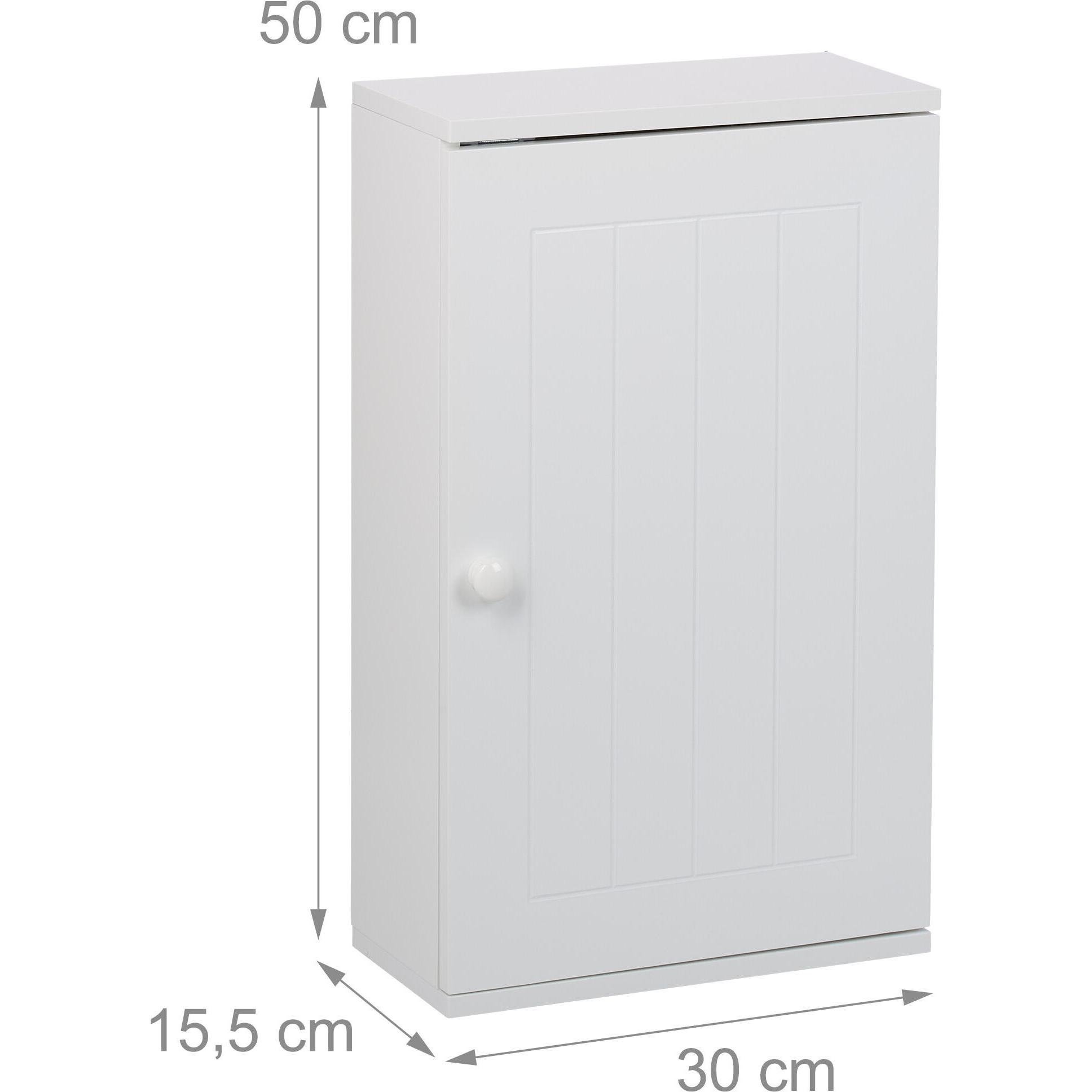 Relaxdays, Armadietto bagno, Hängender Badschrank mit Tür (30 x 15.50 x 50 cm)