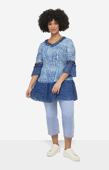 Actual product image Angel of Style A-Line Voile Tunic with All-Over Print and Lace Frills (48)