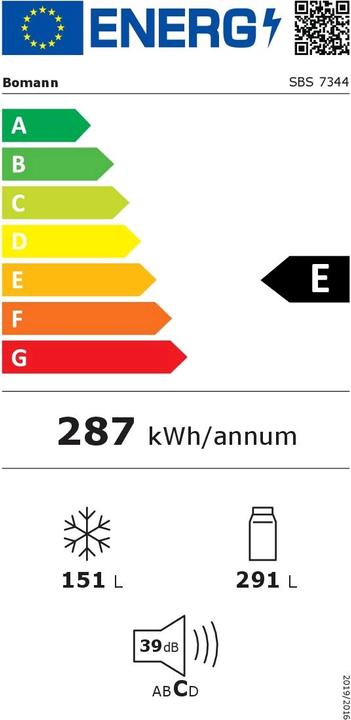 Energie-Label Bomann Side-by-Side (442 l)