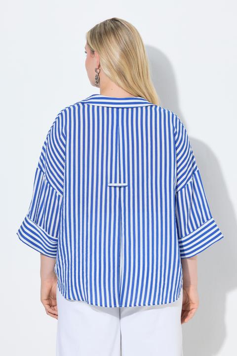 Immagine prodotto Ulla Popken Blusa dal taglio oversize con righe, scollo a V e maniche a 3/4 (62)