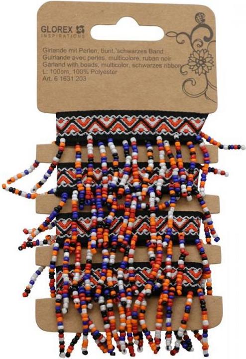 Immagine prodotto Glorex Ghirlanda con perline, nastro nero multicolore 1m