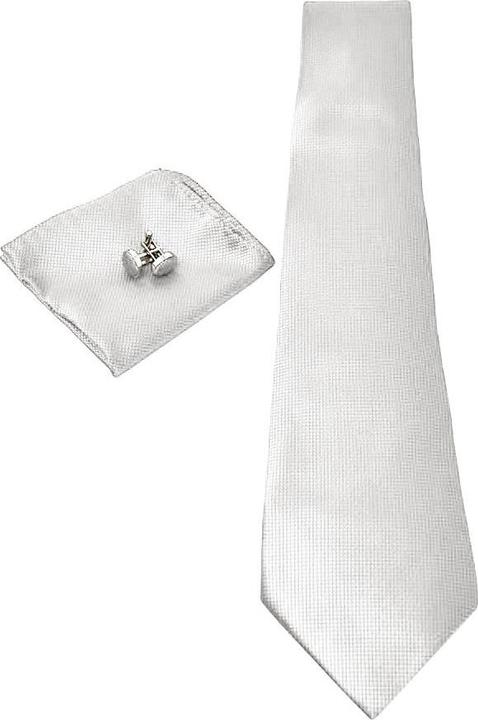 Produktbild JTI Kostümzubehör | Krawatte + Einstecktuch + Manschettenknöpfe - Weiss