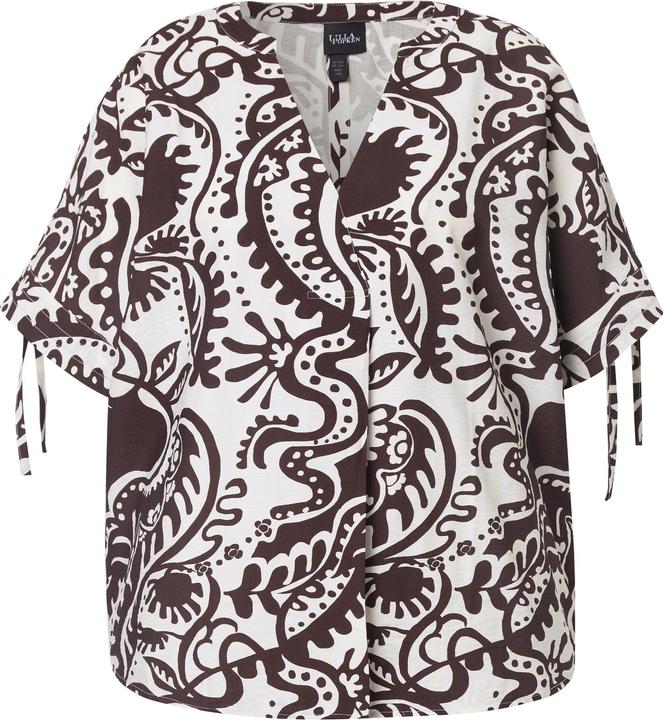 Image du produit Ulla Popken Blouse oversize, motif cachemire, décolleté en V et manches courtes, pli fantaisie (54)