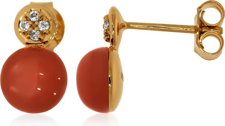 Image du produit Xen Clou d'oreille avec pierre de lune Chocolate et topaze blanche env. 3,07 ct. plaqué or jaune (Argent sterling 925)