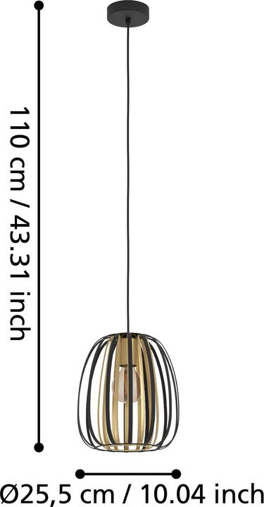 Immagine prodotto EGLO Lampada a sospensione ENCINITOS 1x E27 Nero/Oro (E27, 0 lm)