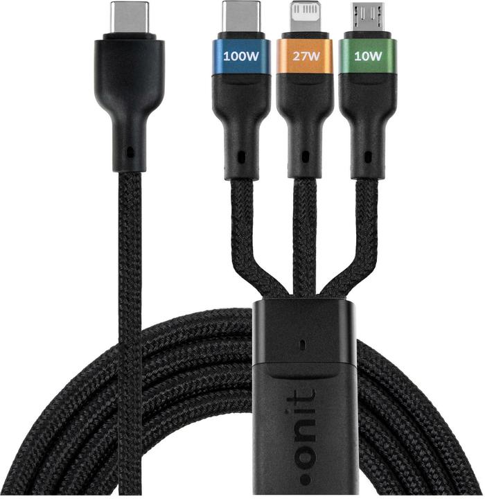 Actual product image Onit USB 2.0-Kabel USB-C - Lightning/USB-C/Micro-USB B 1.2 m (1.20 m, 100 W)