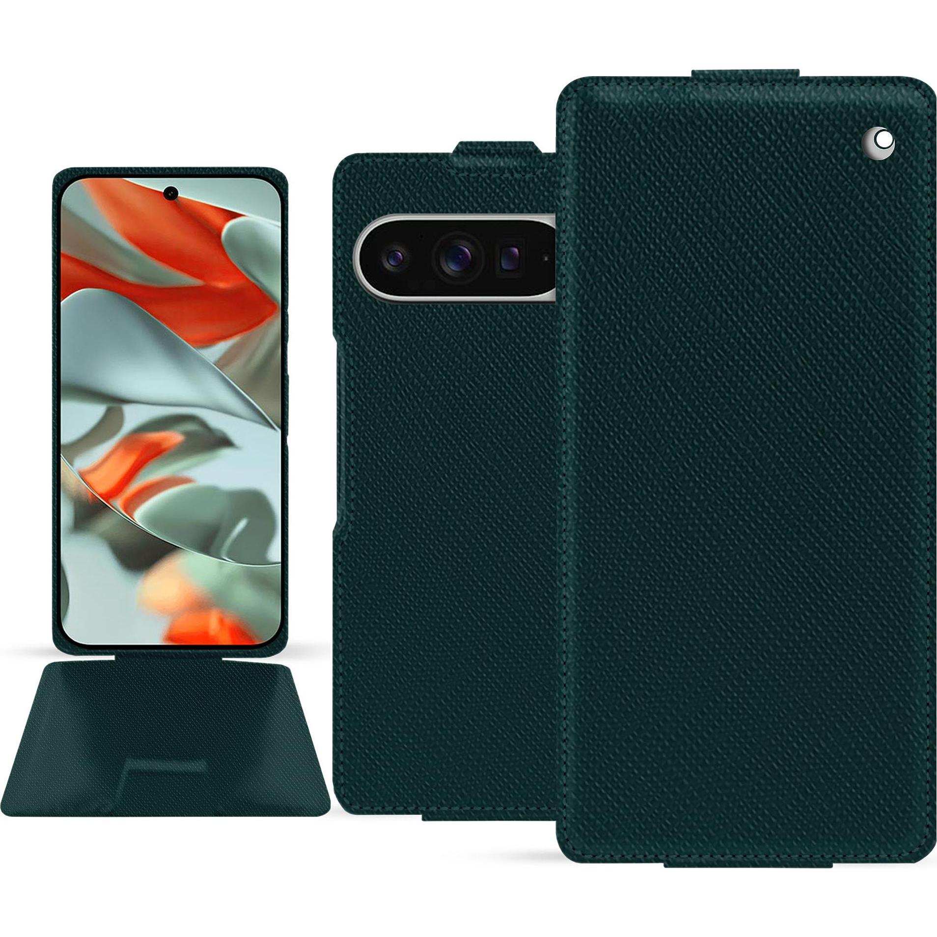 Noreve Lederschutzhülle vertikal (Google Pixel 9 Pro XL), Smartphone Hülle, Grün