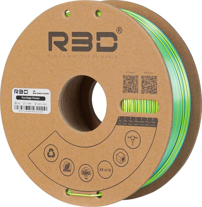 Produktbild R3D eSilk Mystic-PLA Blau-Gelb-Fuchais Filament 1.75mm 1Kg (PLA, 1.75 mm, 1000 g)