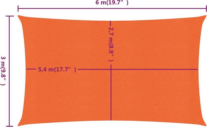 Produktbild vidaXL Sonnensegel 160 g/m² Rechteckig HDPE (3 x 6 m)