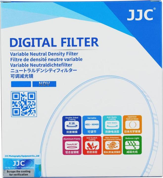 Produktbild JJC F NDV55 Variable ND Filter (ND2 400) (55 mm)