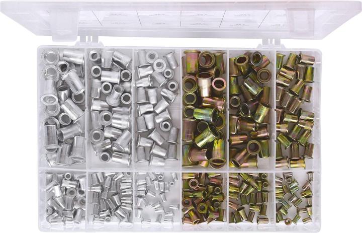 Actual product image KS Tools Threaded rivets assortment, steel + aluminium, M3x9mm-M10x21mm, 300 pcs