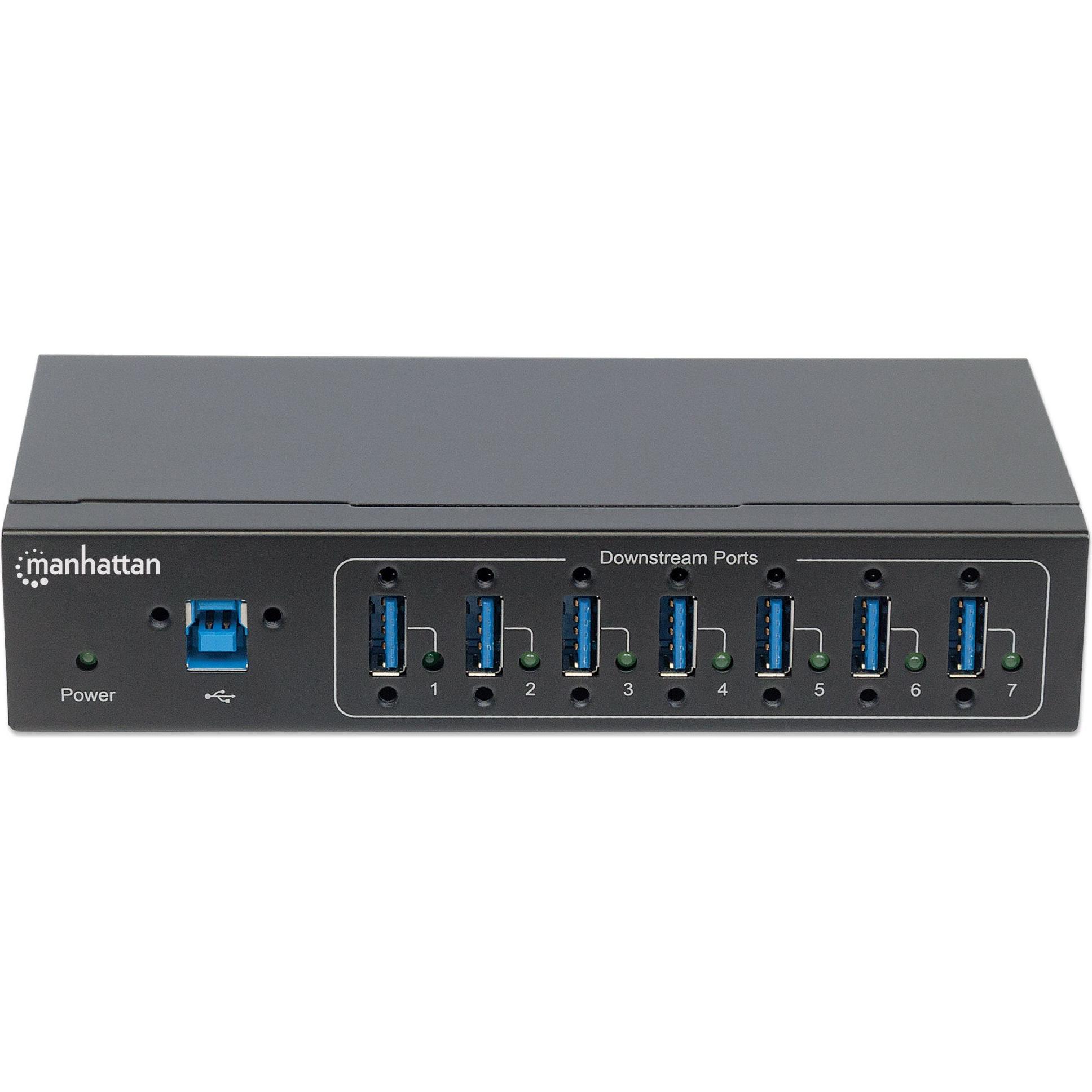 Thumbnail - Manhattan 7-Port Industrial USB 3.0 Hub (USB-B, 7 Ports), Dockingstation + USB Hub, Schwarz