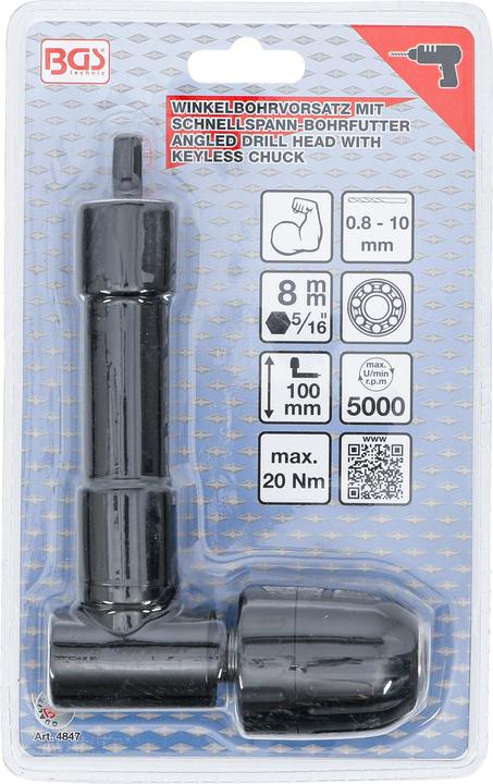 Actual product image BGS Angled Drill Head with Keyless Chuck