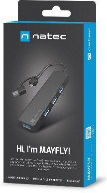 Produktbild Genesis USB 3.0 HUB, Mayfly, 4-Port, Black (USB-C, 4 Ports)