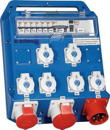 Actual product image El-Björn EL-BJØRN Byggepladstavle 32A, 6x230V + 1xCEE 16A 5P og 1xCEE 32A 5P