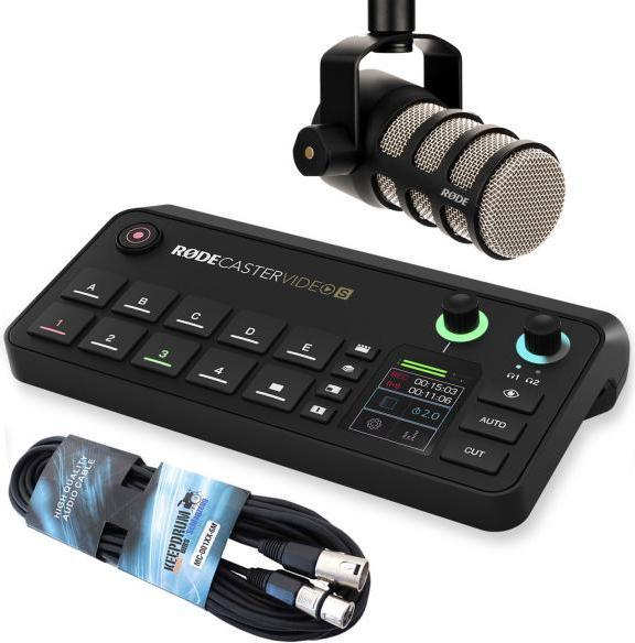 RØDE Rodecaster Video S Produktions-Konsole mit Podmic und Kabel