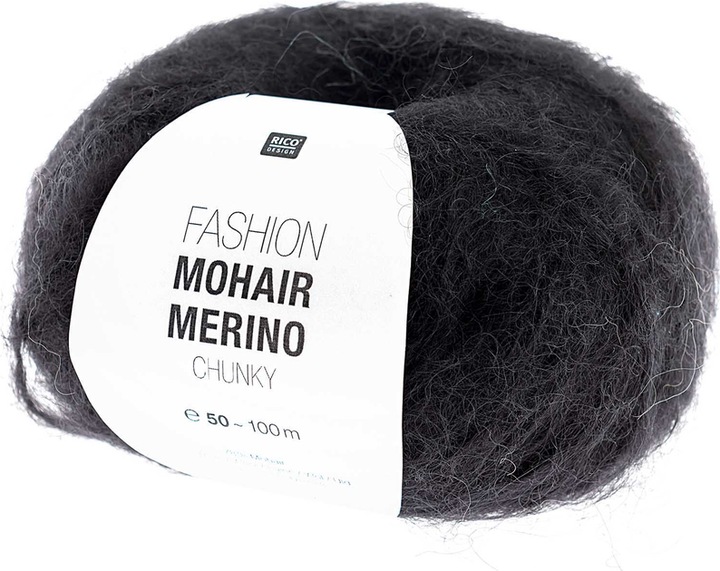 Image du produit Rico Fashion Mohair Merino Chunky, schwarz, 50 g, 100 m, 78 % WM, 13 % WO, 9 % PA (100 m)
