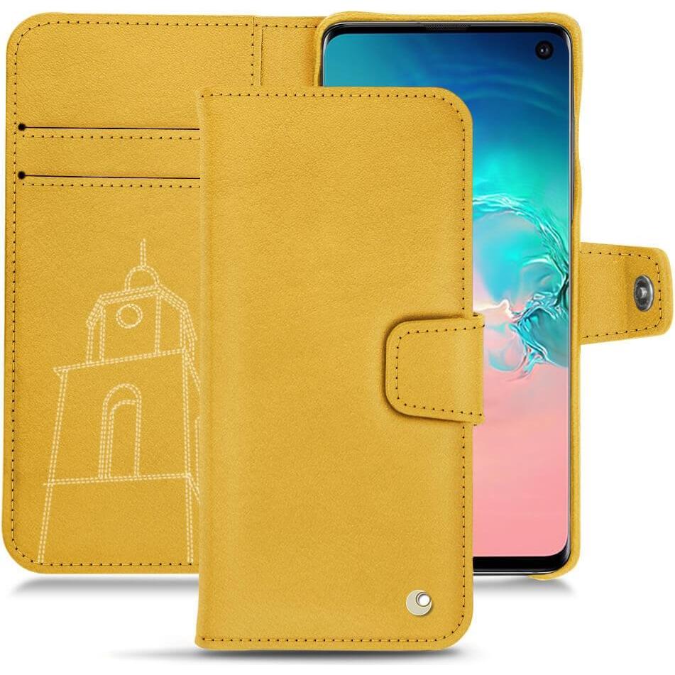 Noreve Lederschutzhülle Wallet (Samsung Galaxy S10e), Smartphone Hülle, Gelb