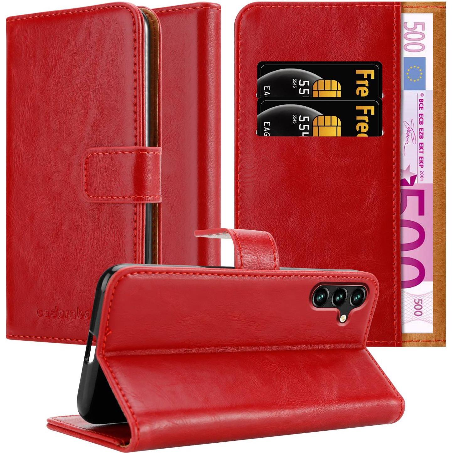Cadorabo Luxury Book Hülle (Samsung Galaxy A13 5G), Smartphone Hülle, Rot