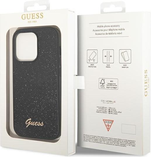 Produktbild Guess GUHCP14XHGGSHK iPhone 14 Pro Max 6,7" czarny/black hard case Glitter Script (Apple iPhone 14 Pro Max)