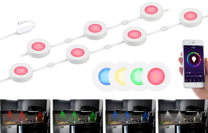 Immagine prodotto Lunartec Set di 7 LED WLAN sottobanco, RGB+W, per Amazon Alexa e Google Assistant
