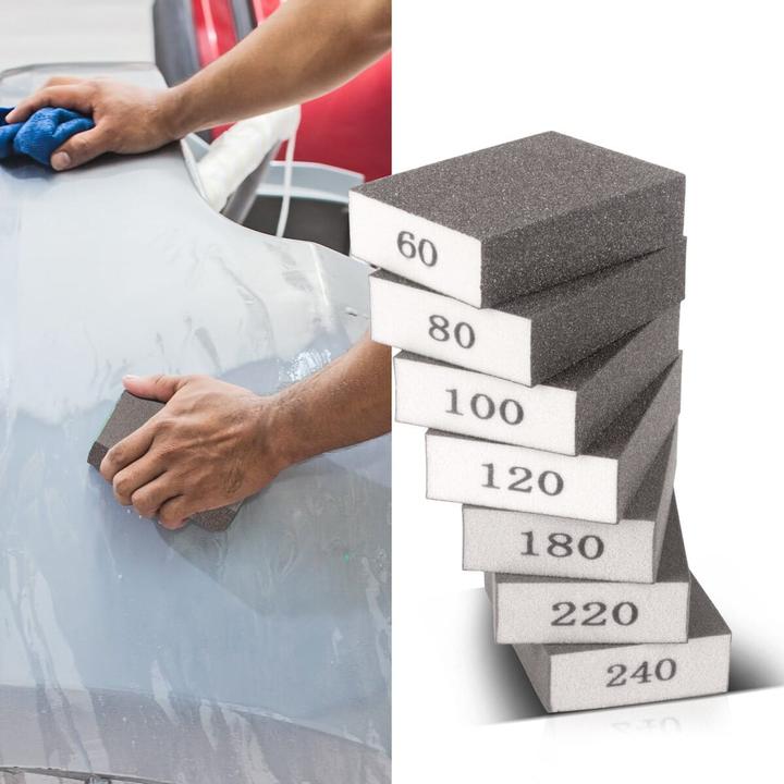 Actual product image Stahlwerk Sanding sponge set of 7 60 | 80 | 100 | 120 | 180 | 220 | 240 grit (P180, P60, P120, P220, P100, P80, P240)