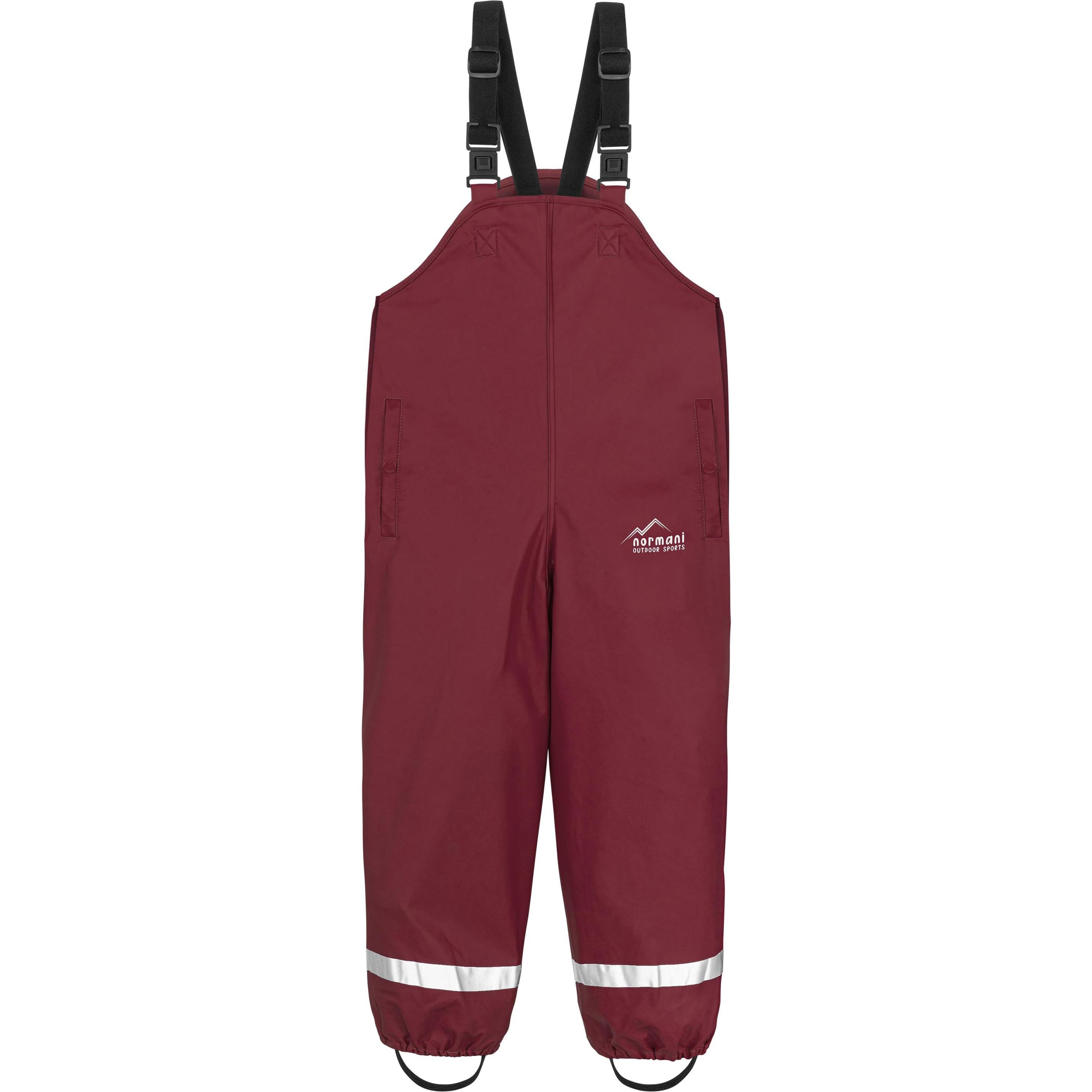 Normani, Herren, Outdoorhose, Kinder Regenhose mit Hosenträgern „Skjolden“ - 9251 (104), Rot, 104