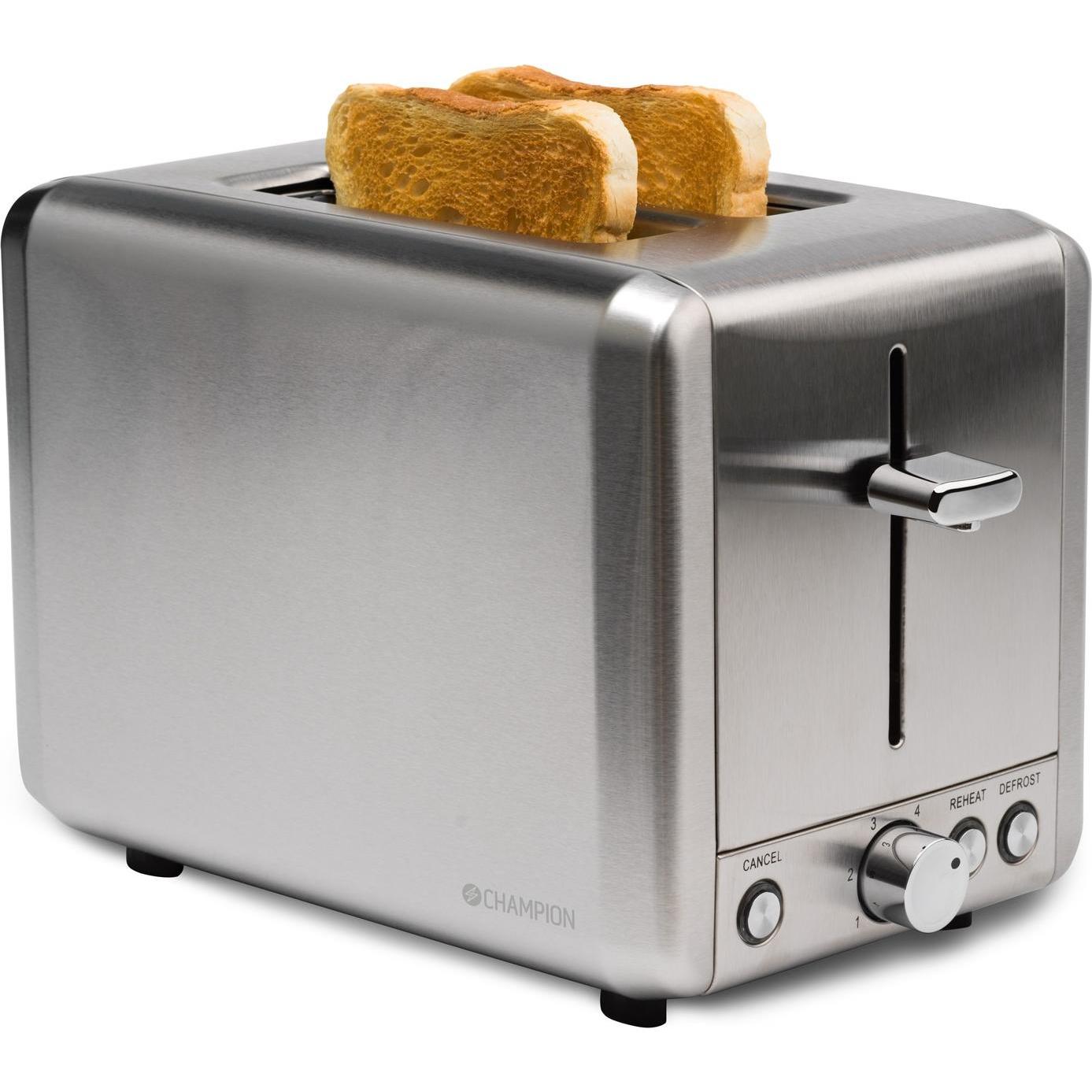 Champion Toaster 2 Scheiben 925W BR220 Edelstahl, Toaster, Silber