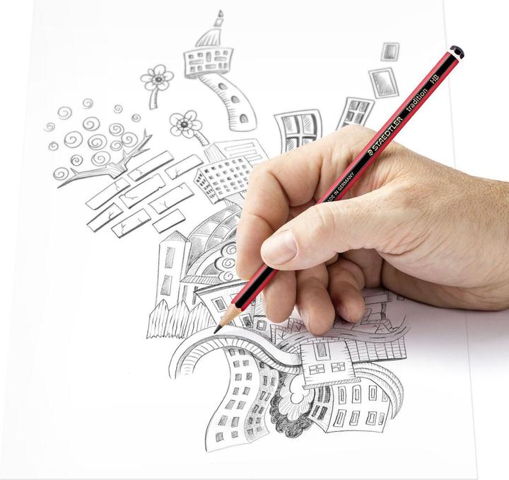 Immagine prodotto Staedtler Stedtler 6 pieštukų rinkinys TRADITION (įvairūs minkštumo ir kietumo laipsniai) + guminė dalis + tem (2B, 2H, 4B, 6B, B, HB, 6x)