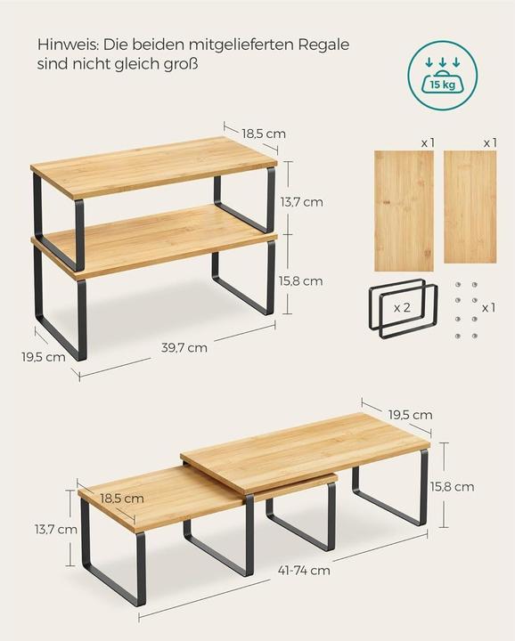 Actual product image Songmics Shelf set of 2 (40 x 19.5 x 16 cm)