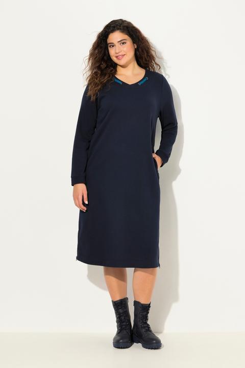 Produktbild Ulla Popken Sweatkleid, Rundhals, Zierband, Langarm, Taschen (46, 48)