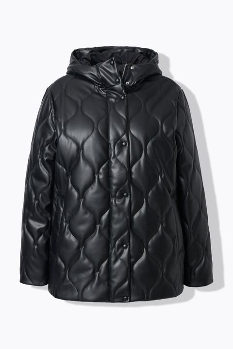 Actual product image Ulla Popken Faux Leather Quilted Jacket (56)