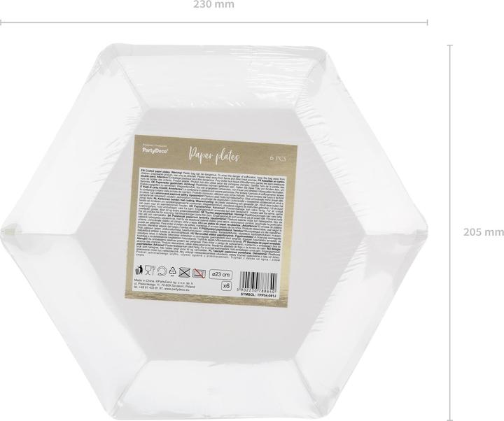 Produktbild Partydeco Rosa Pappteller mit goldenen Blättern (6 Stk.) (6 x)