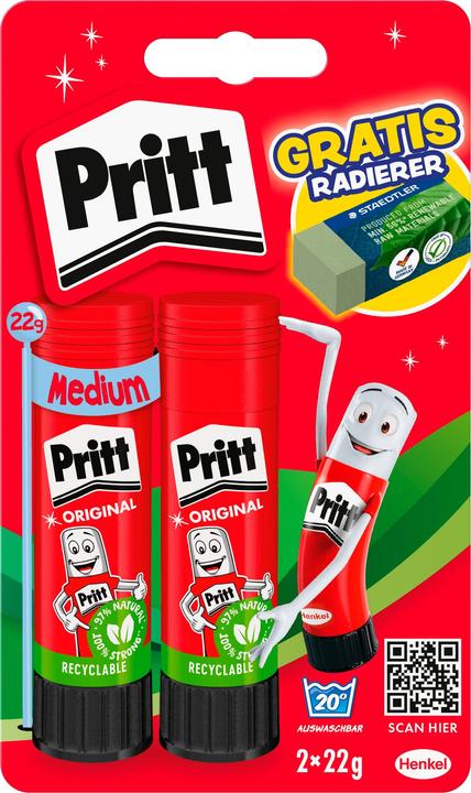 Actual product image Pritt Klebestift 2*22g + Radierer retail
