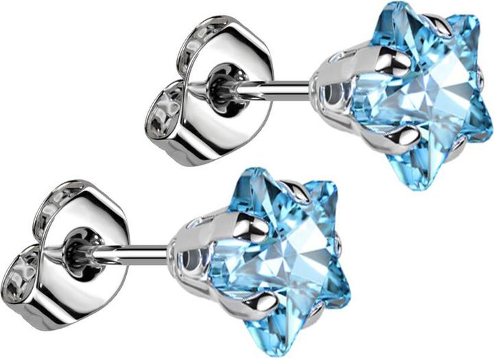 Immagine prodotto Star Piercing Orecchini a perno in argento con stella di cristallo color acqua (senza ottone, Acciaio chirurgico 316L)